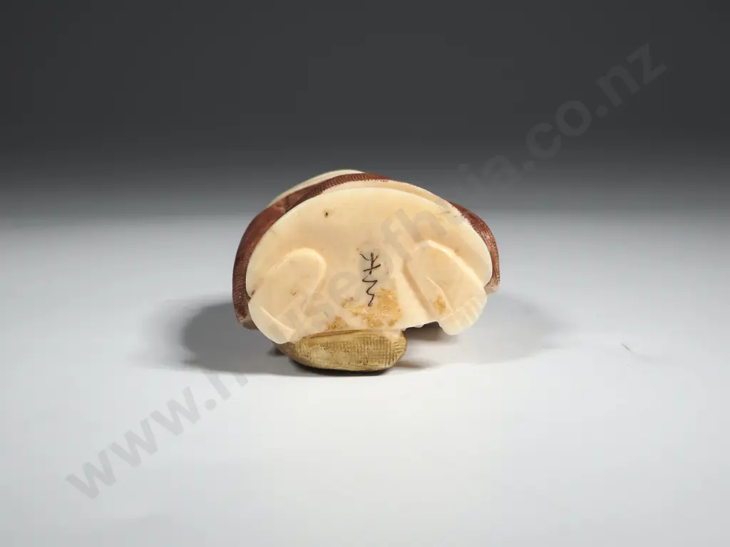 Japanese Netsuke Buddha Style Man w Rat. Signed on Bottom. Image 1++