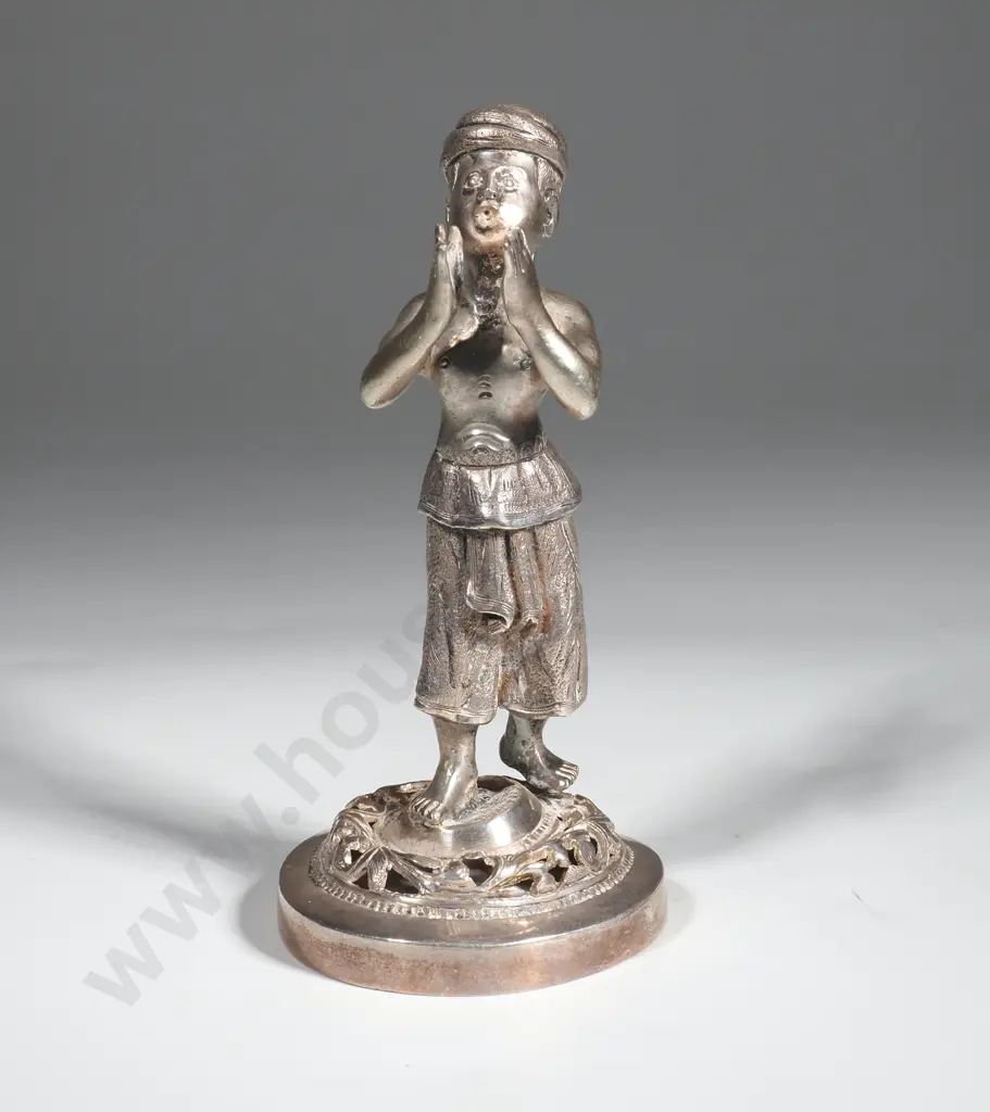Antique Sterling Silver Burmese Menu Holder In The Form Of A Dancing Figure Image 1++