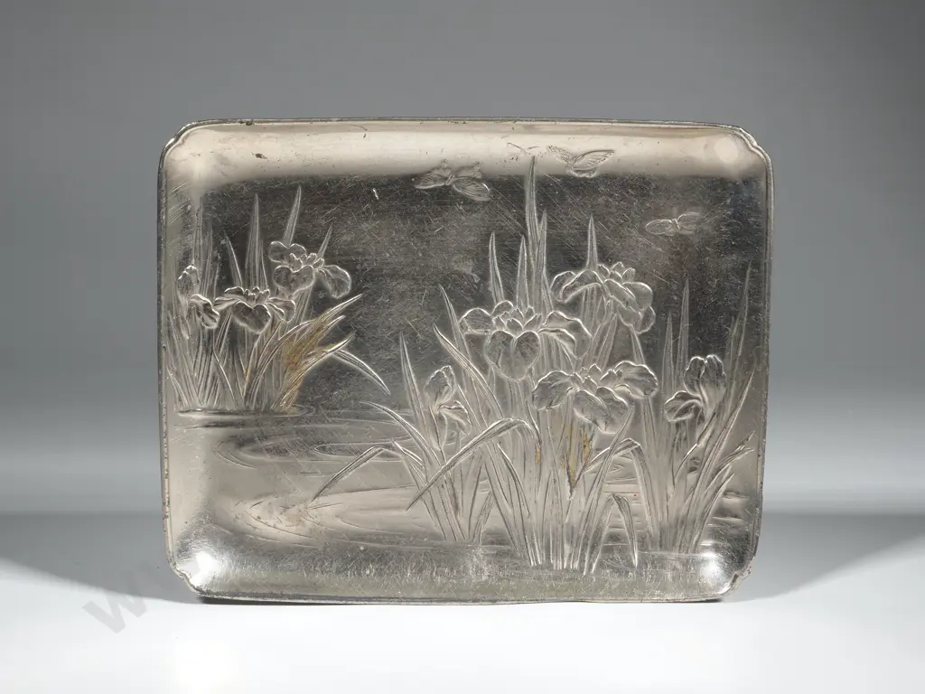 Small Japanese Tray With Embossed Irises  Image 1++
