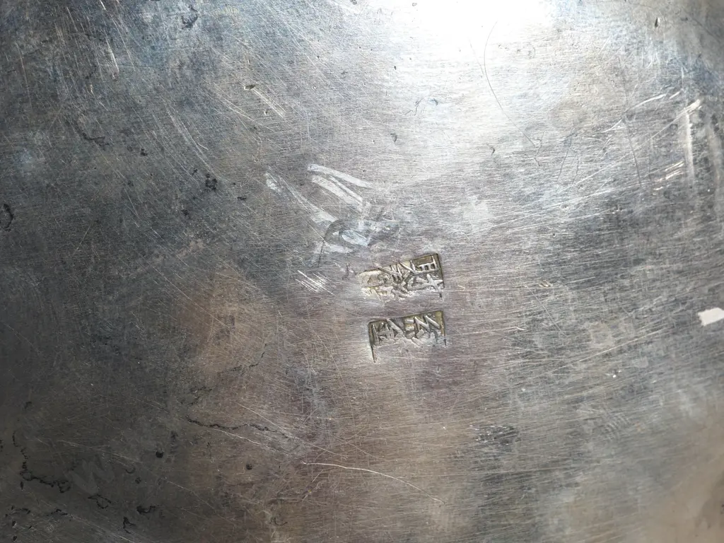 Chinese Export Silver Bombe Shaped Box, Village Scene Top With Mounted Warriors Around The Base. Signed Underneath  Image 1++