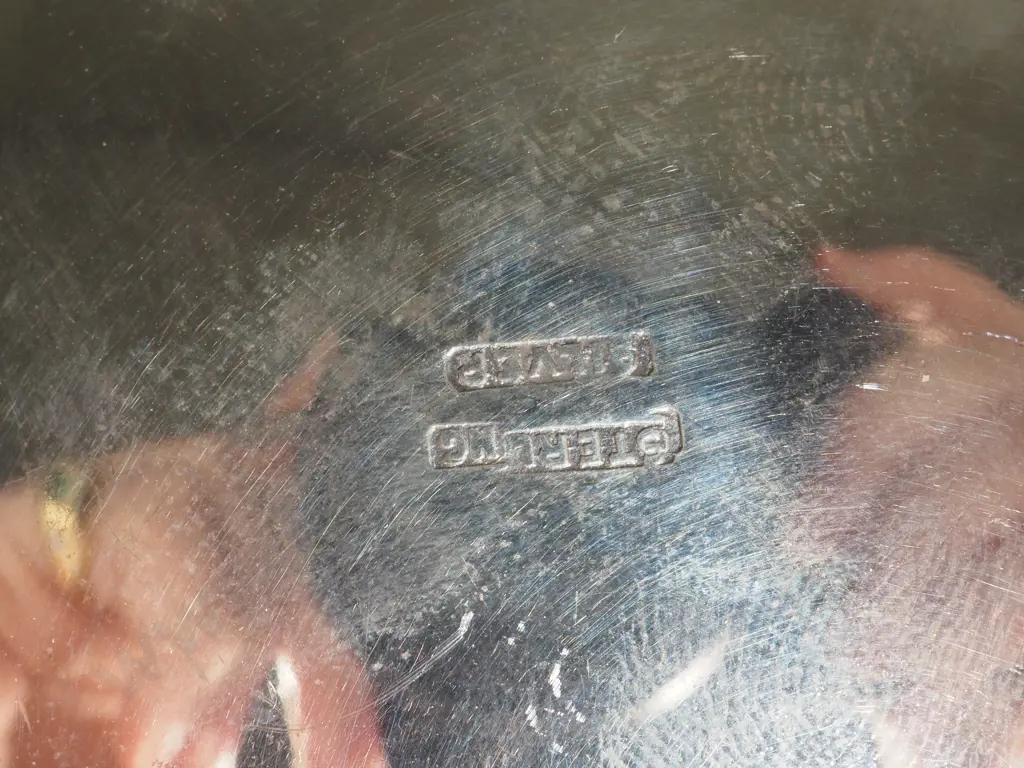 Sterling Silver Footed Bowl w Oriental Farming Scenes Image 1++