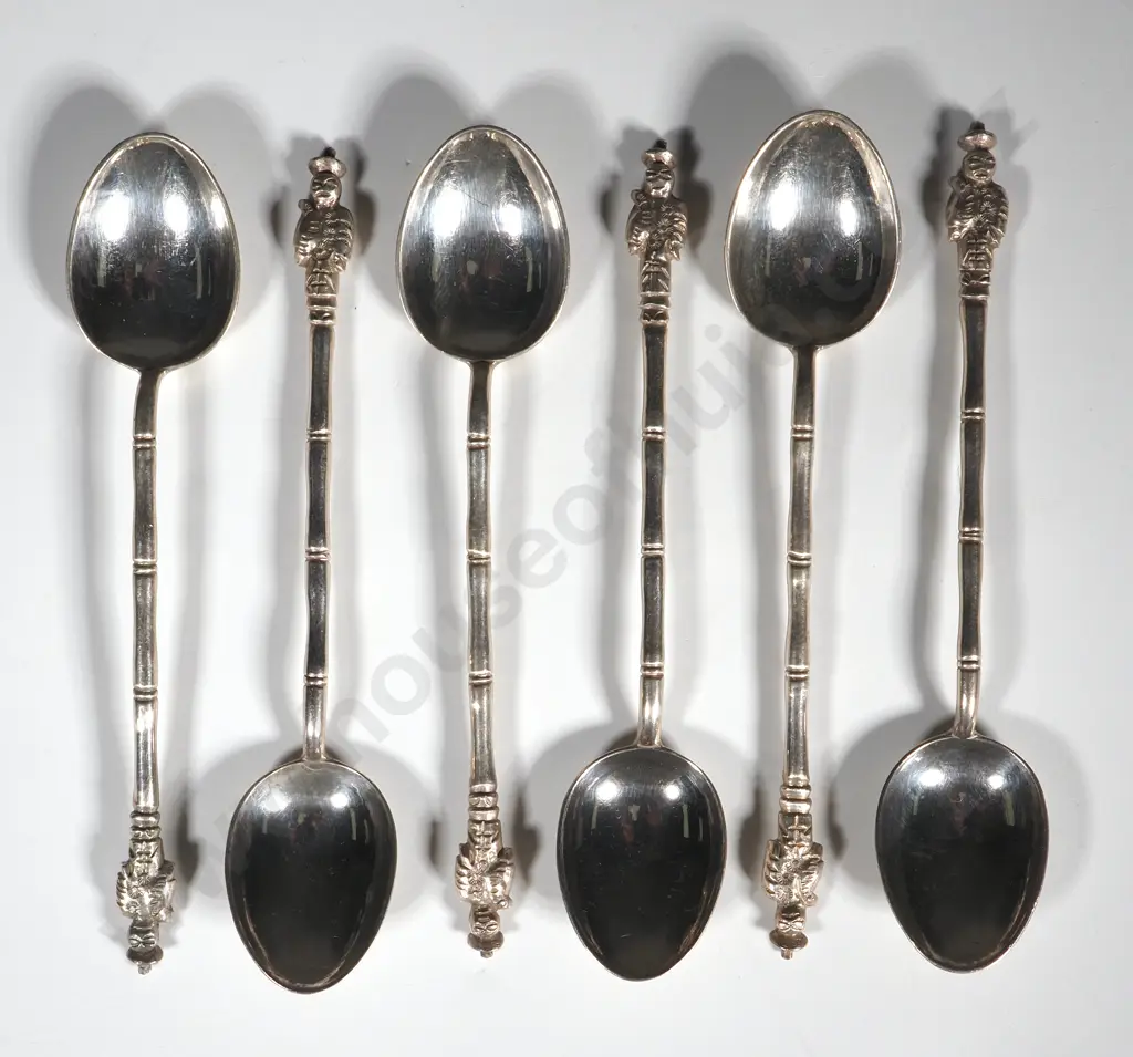 Set of Six Chinese Export.900 Silver Coffee Spoons Marked Wai Kee  Hong Kong Image 1++