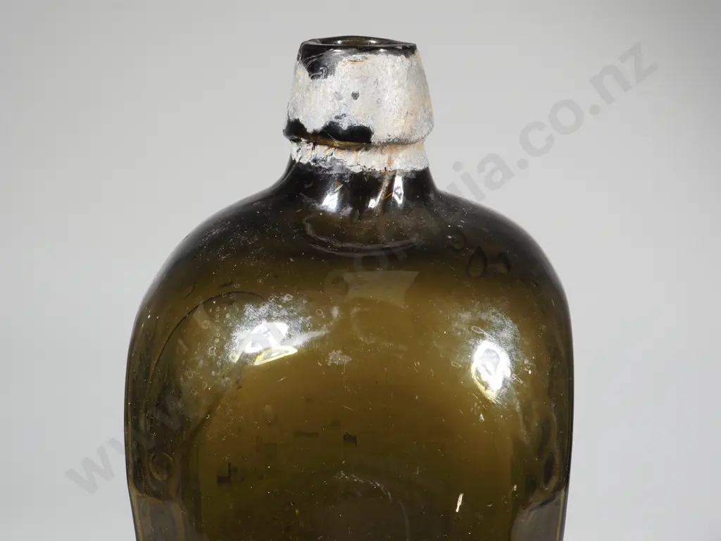 Antique Case Gin Bottle , Dark Olive/ Black Glass Dutch c. 1870 Image 1++