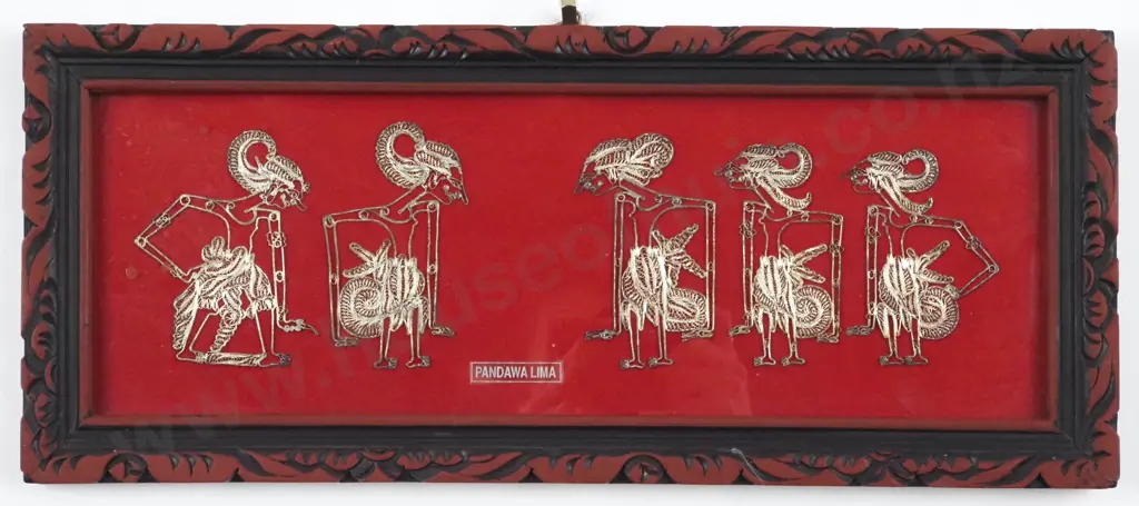 Framed Balinese Silver Filigree Art - Pandawa Lima. Image 1++