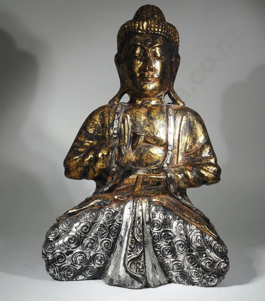 Gilded Wooden Figure. Possibly of Guan Yin. Hgt 510mm Image 1++