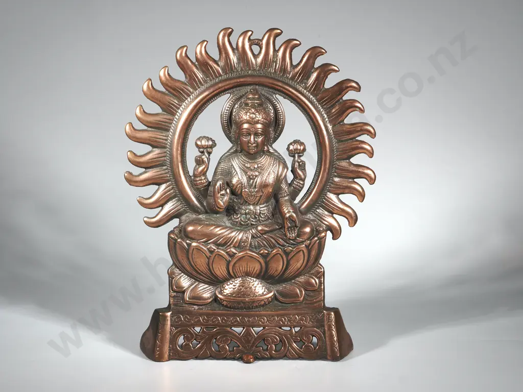 Copper Plaque Depicting Hindu Goddess Laxmi Image 1++