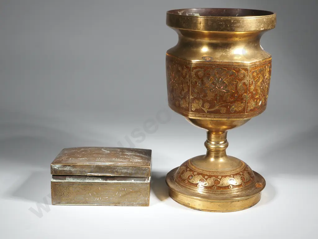 Benares Brass Vase,  Cigarette Box Image 1++