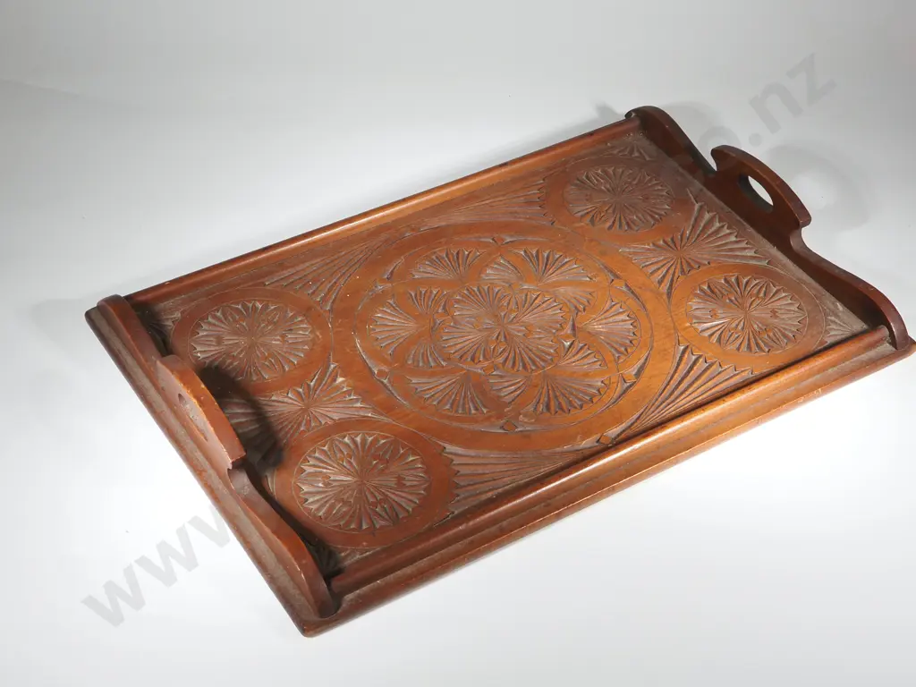 Decorative Carved Wooden Tray Image 1++