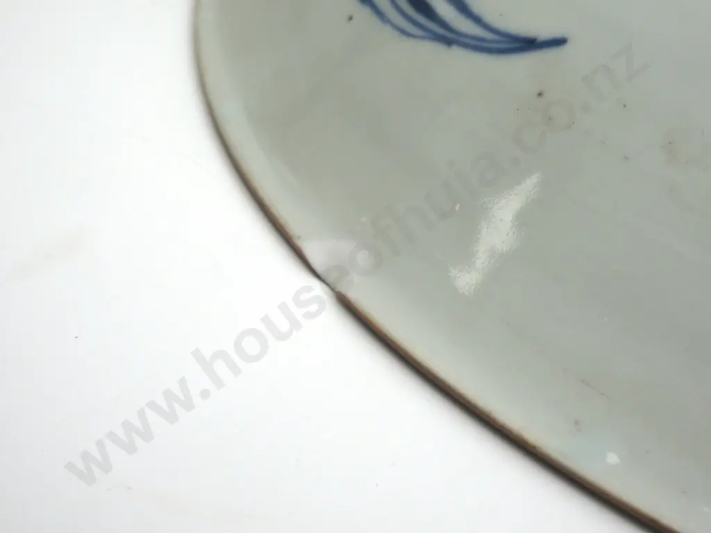 Large Blue & White  Kangxi Period Shallow Bowl. Underglaze Blue Porcelain with Lotus, Prunus & Blossoms. Image 1++