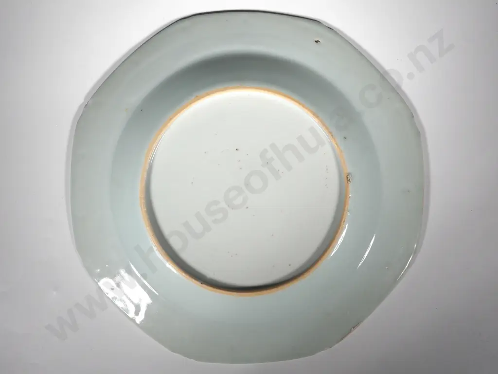 Octagonal Blue & White Export ware Plate - Probably 18th Century Image 1++