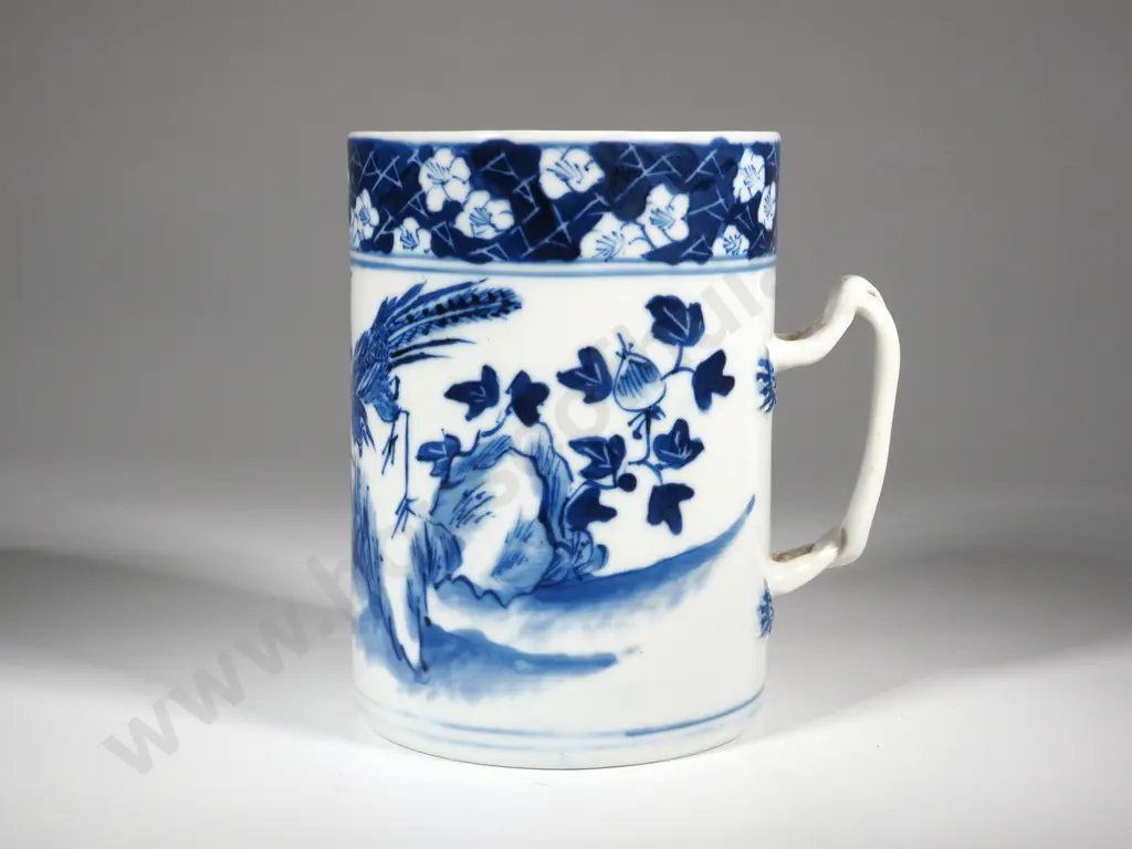 18th Century Chinese Export Canton Porcelain   Blue & White Mug/ Tankard. Hgt 130mm Image 1++