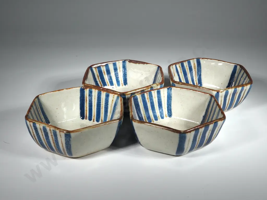 Four Glazed Pottery Finger Bowls Image 1++