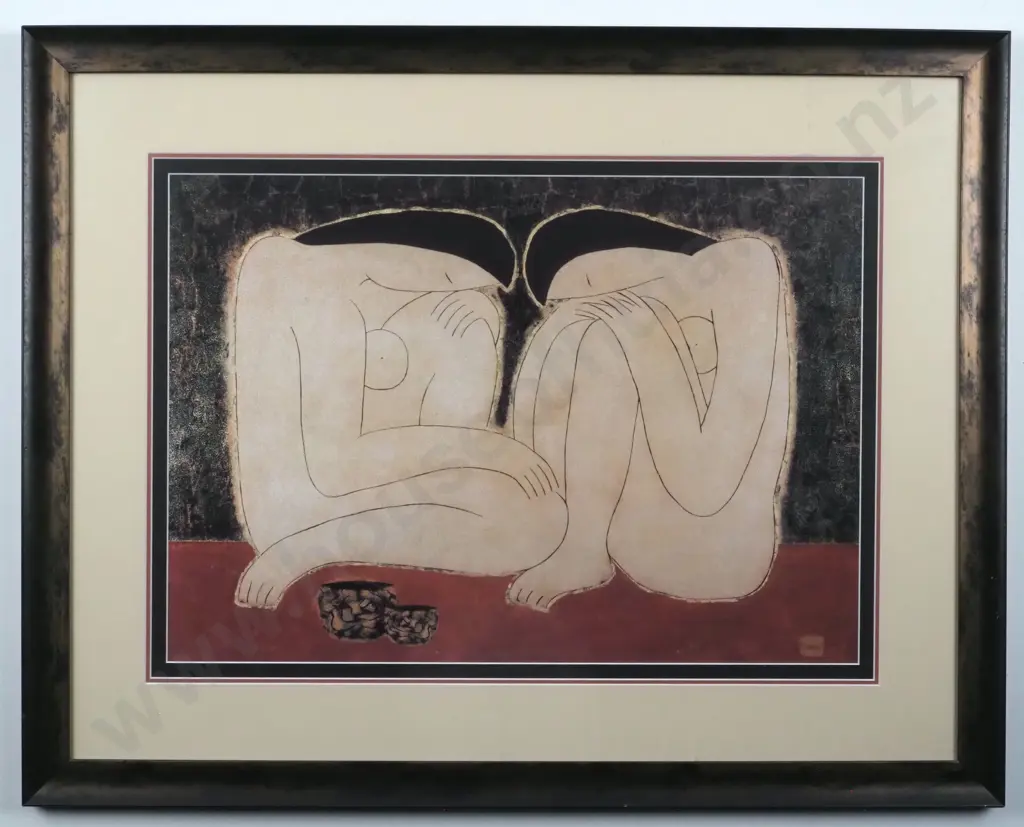 Dinh Hanh. Two Seated Nudes in repose. Limited Edition Print. Image 1++