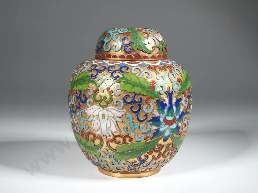 Open Work Gilt Cloisonné Ginger Jar Image 1++