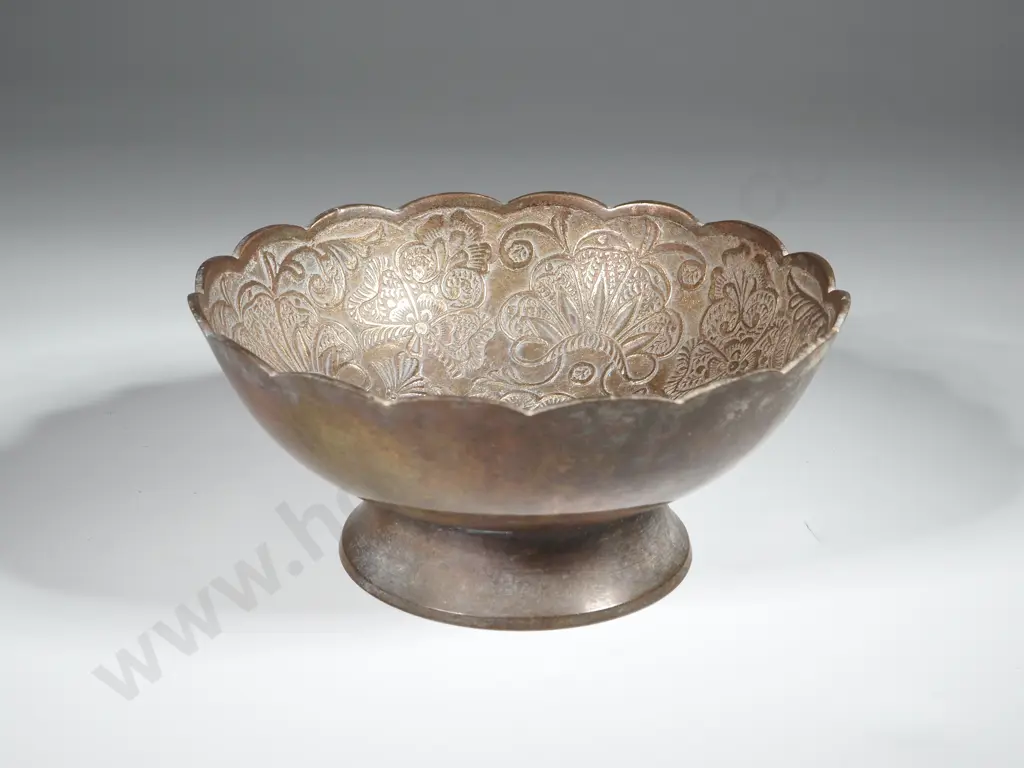 Small Asian Decorative Brass Bowl - Peacock Design Image 1++