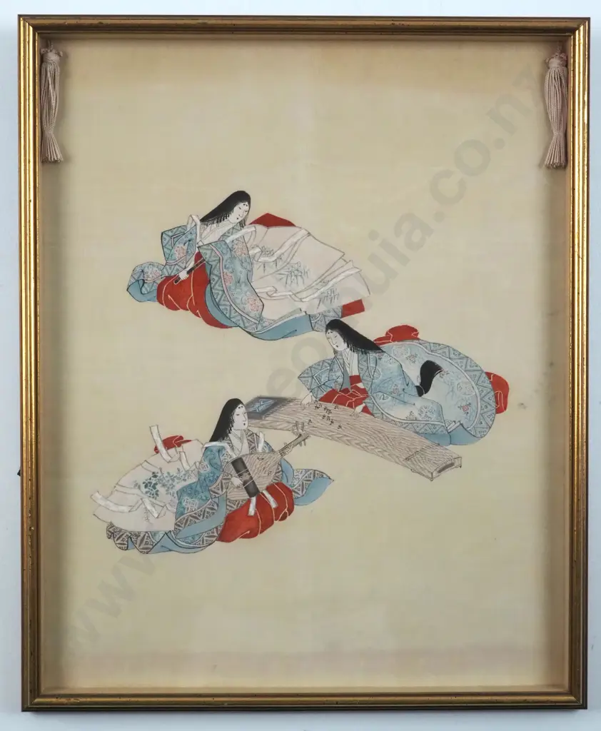 Silk Framed Embroidery Depicting Woman's Pastimes & Customs. Image 1++