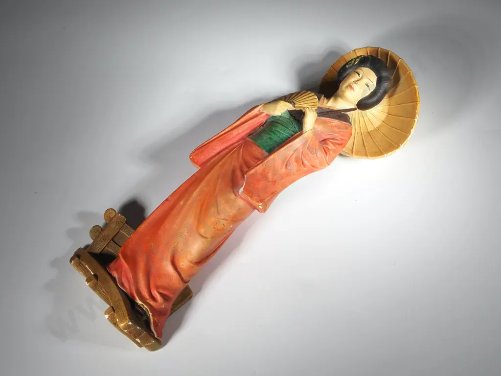 Rare Bossons  Wall Hung Figure of  A Japanese Woman w A Fan. 1959 A/F Image 1++