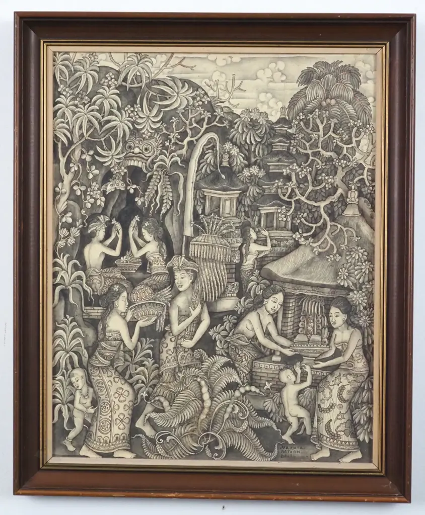 M.D. Data. Batuan, Bali. Ink & Wash on Paper Pasted on Board. Image 1++