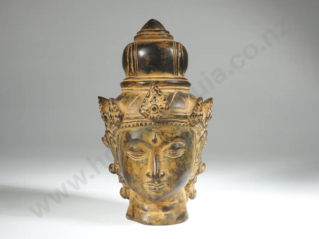One Hindu Bronze Mother Goddess Tara Head Image 1++