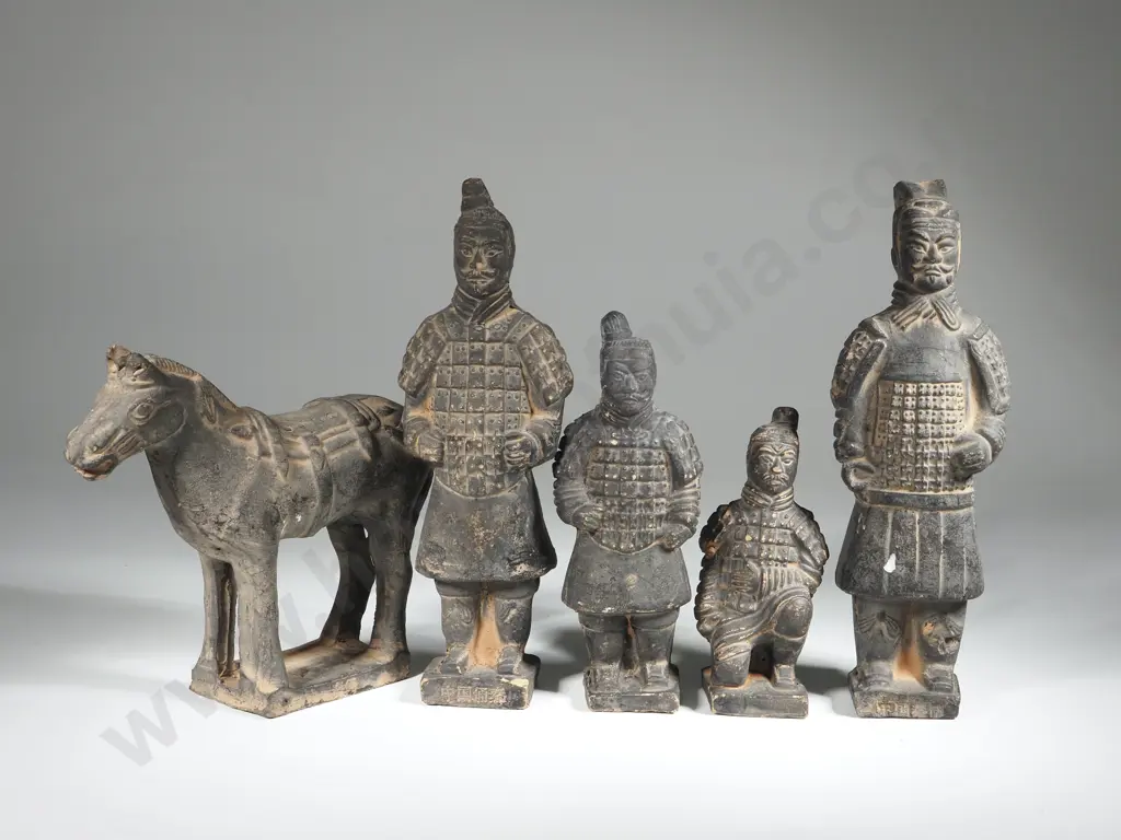 Four Chinese Terracotta Warrior & Horse Pottery Souvenirs Image 1++
