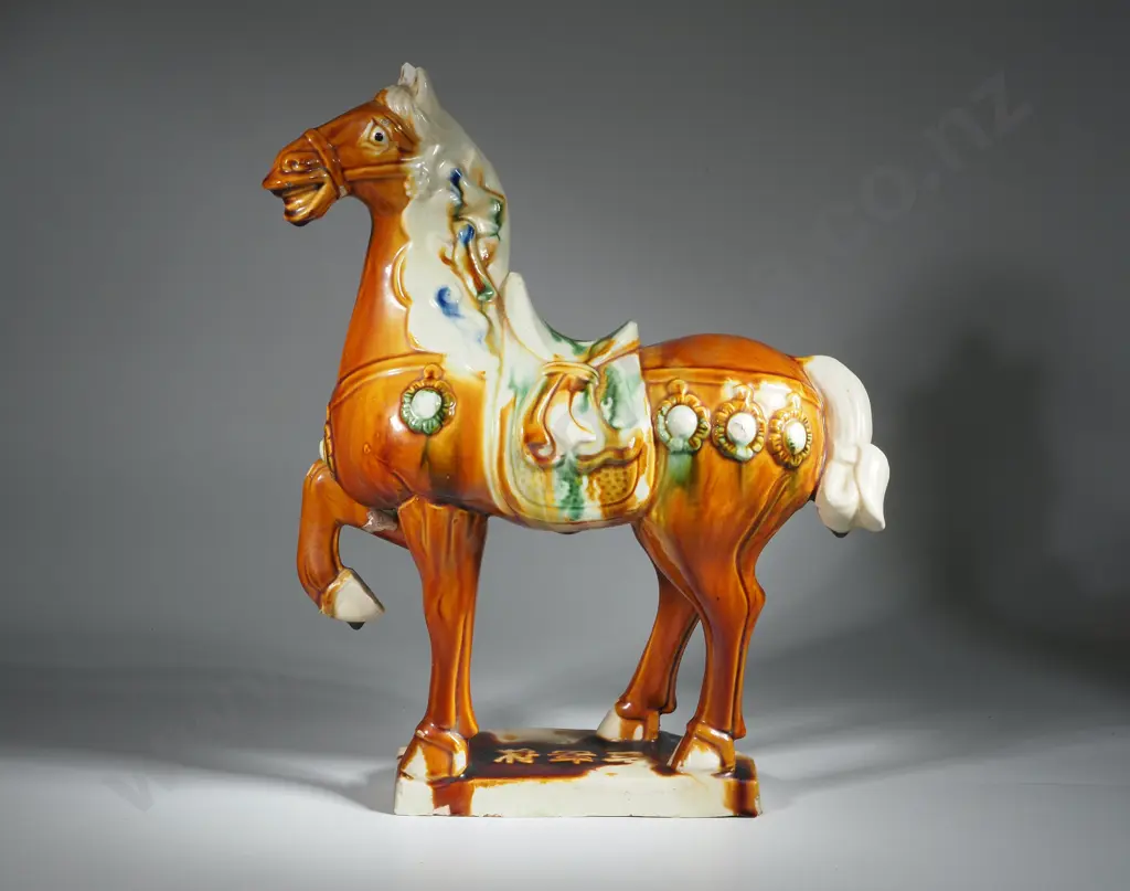 Chinese Sancai Tri  Majolica Glazed War Horse Figure. Possibly Tang Dynasty. A/F Image 1++