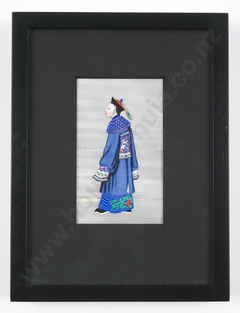 Painting Of a Court Attendant. Possibly On Rice Paper. Qing Dynasty, 19th Century 140 x 80mm  Image 1++