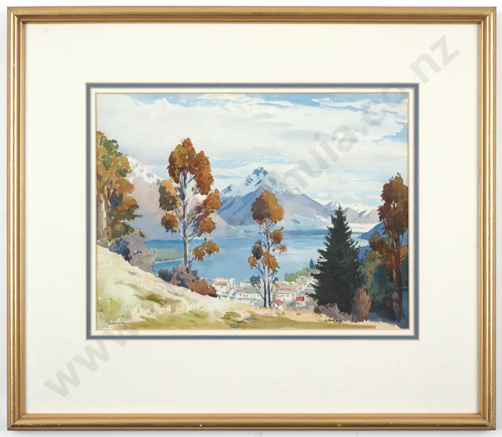 Douglas Badcock. Queenstown. Watercolour. Image 1++