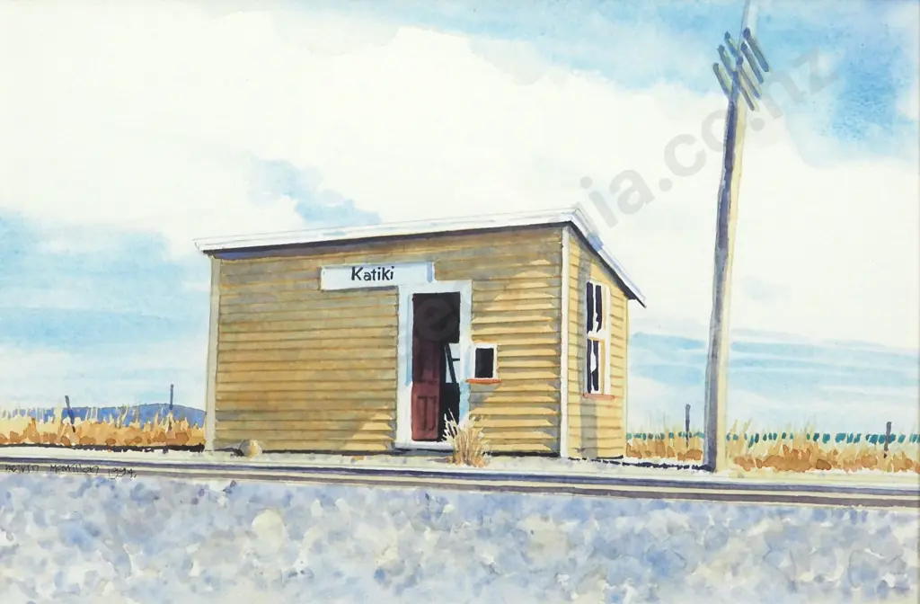 Kelvin McMillan. 1994. Katiki Train Station. Watercolour. Image 1++