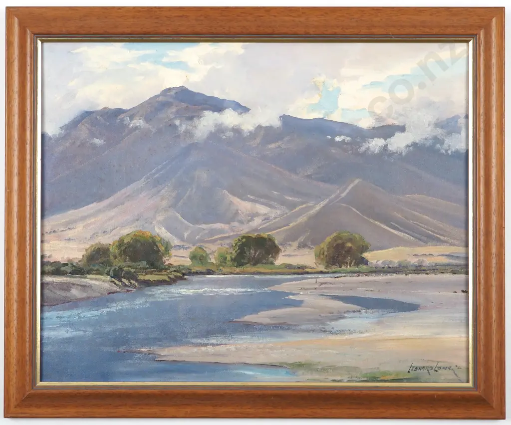 Leonard Long. 1976. Ahuriri River Near Omarama. Oil on Board. Image 1++