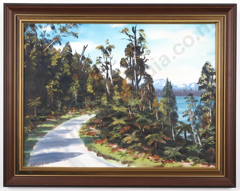 G M Pettigrew. Lake Brunner NZ. Oil on Board. Image 1++