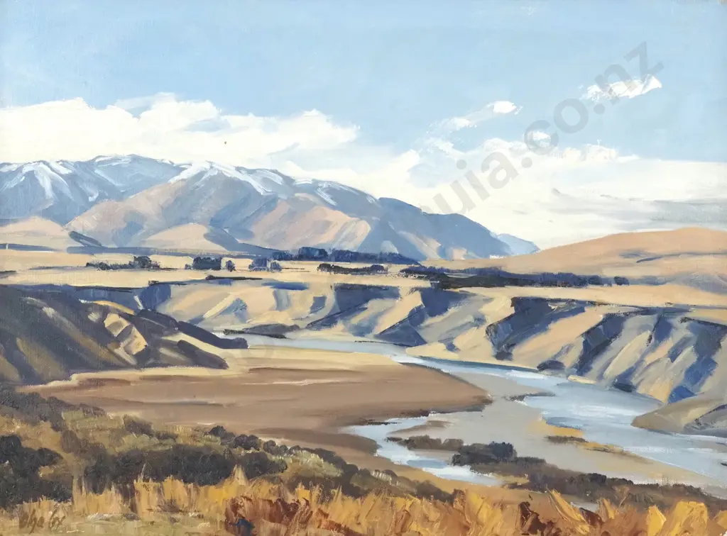 Olga Cox. Rakaia Gorge, Mid Canterbury, New Zealand. Oil on Board. Image 1++