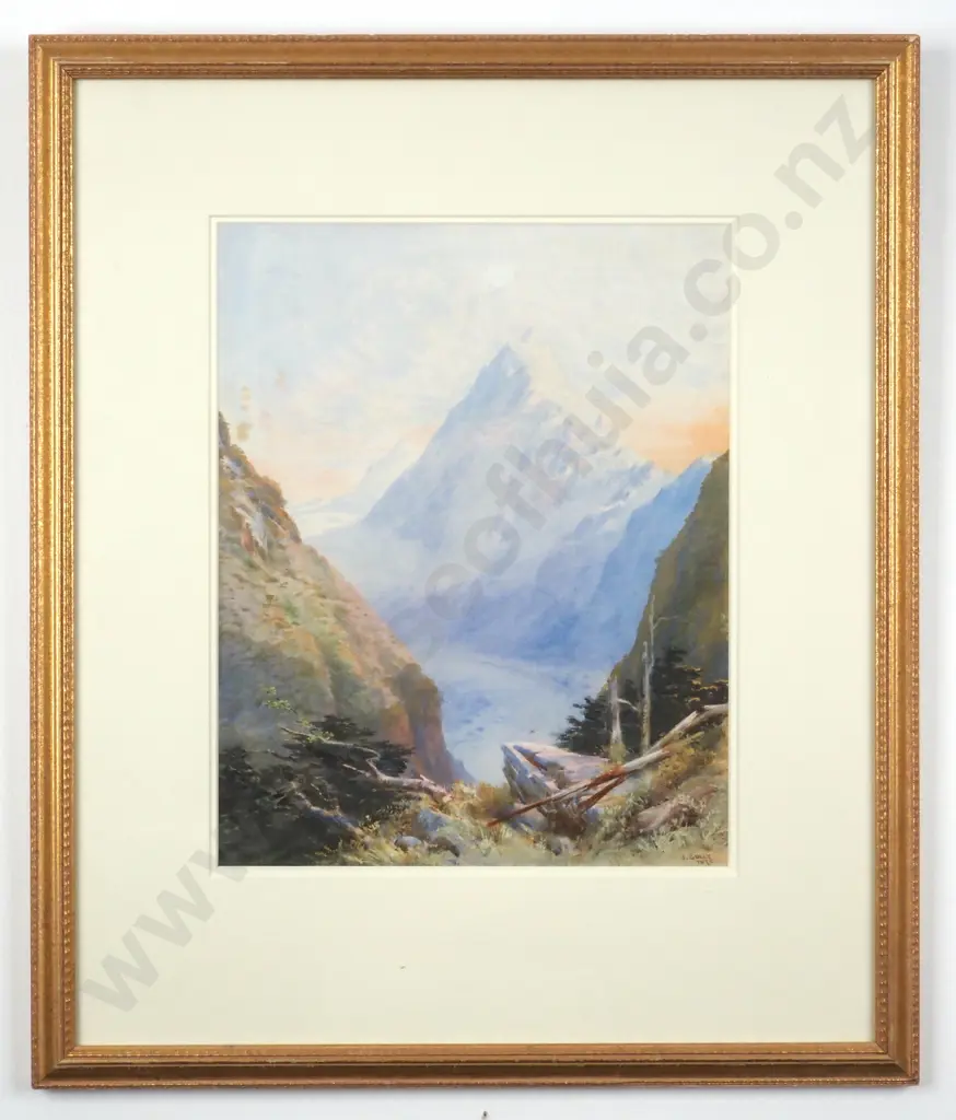 John Gully. 1875. Mount Cook w The Hooker Glacier. Watercolour. Image 1++