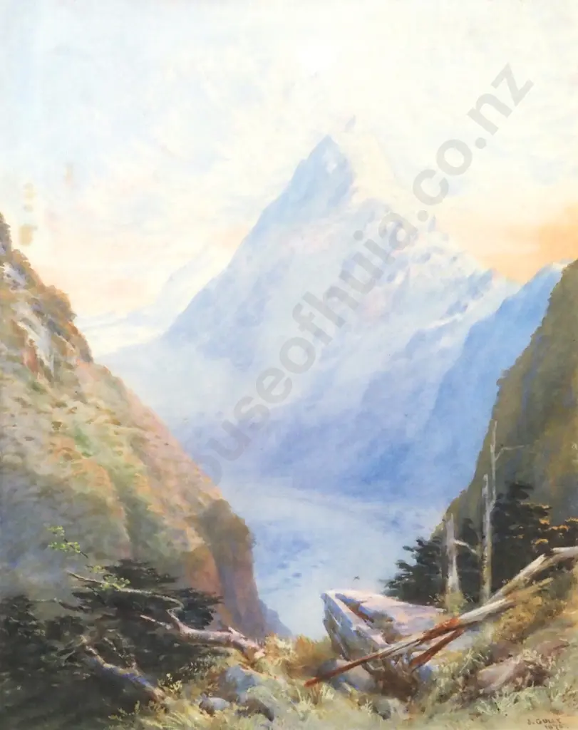 John Gully. 1875. Mount Cook w The Hooker Glacier. Watercolour. Image 1++