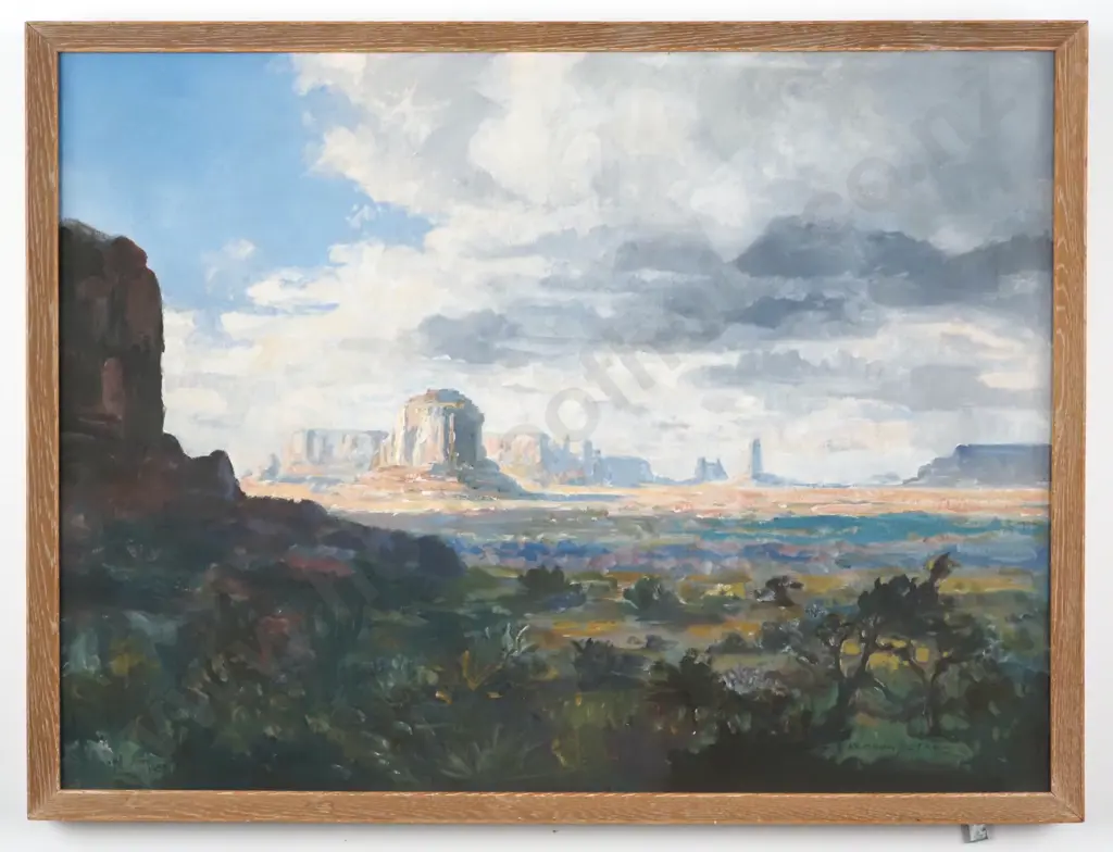 Bernard Aris. 1957. Towards the Mesa. Arizona/Utah. Oil on Board. Image 1++