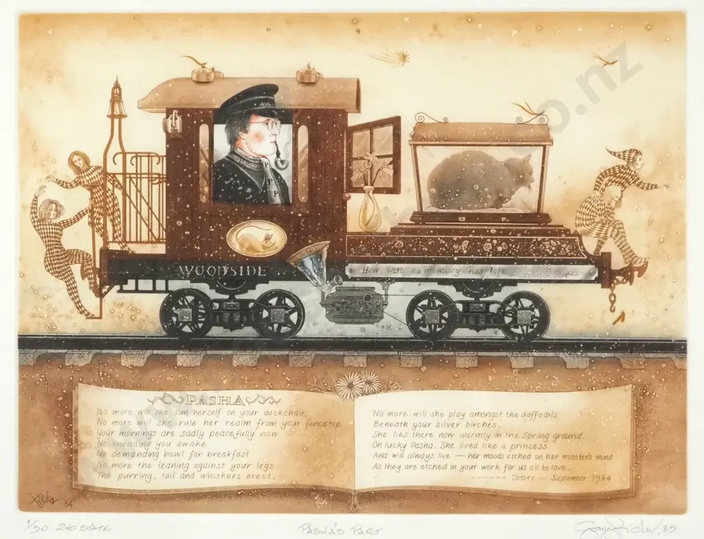 Gary Tricker. 1984. Pasha's Part. 2nd State. Signed, Numbered Coloured Print. 1/30. Image 1++