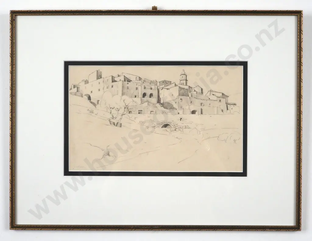 John Weeks.  Untitled North African Fortified City. Graphite on Paper. Image 1++