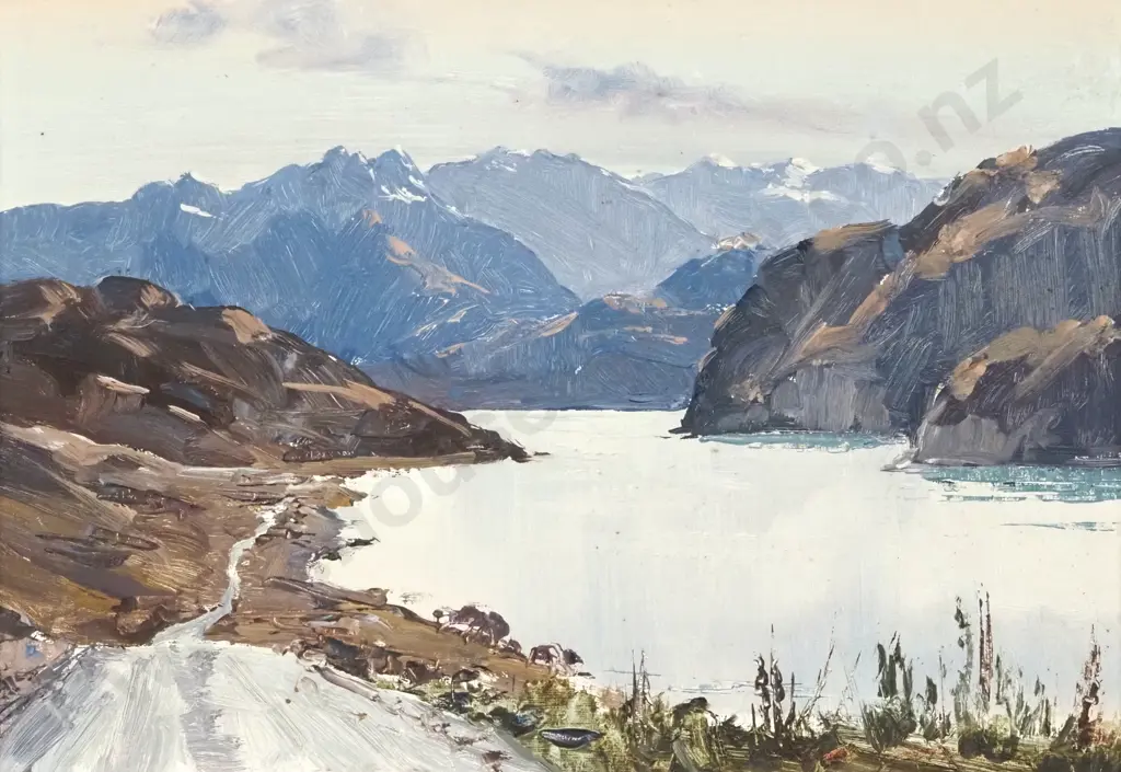 Aston Greathead. Late Afternoon Near Outlet Lake Wanaka. Oil on Board. Labelled Verso. Image 1++