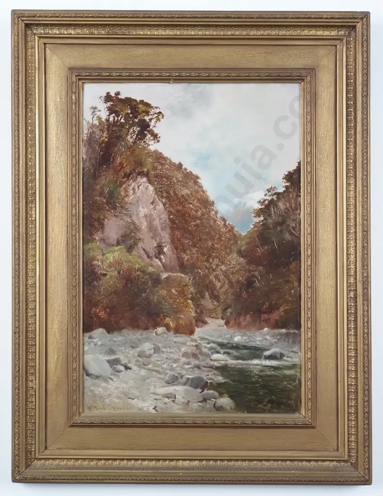 William Menzies Gibb. 1890. Otira Gorge. Oil On Board. Image 1++