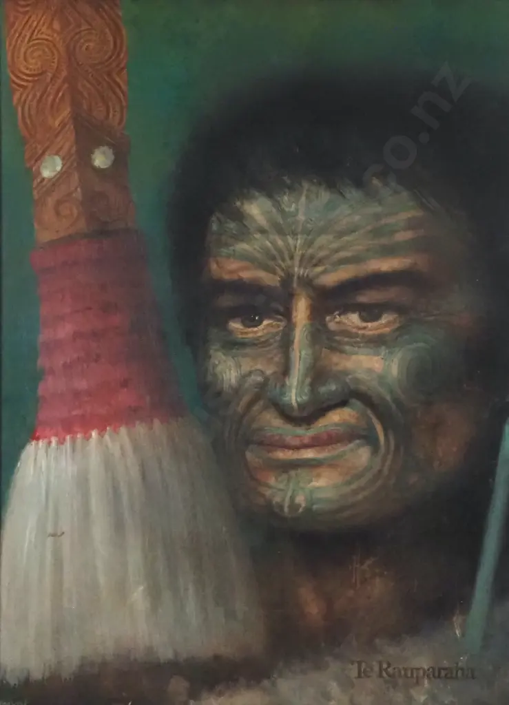 Possibly Simon. Te Rauparaha. Oil on Board. Image 1++