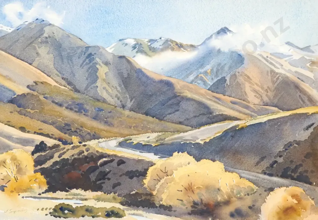 Joy Simmons. South Island Rural Scene. Watercolour. Image 1++