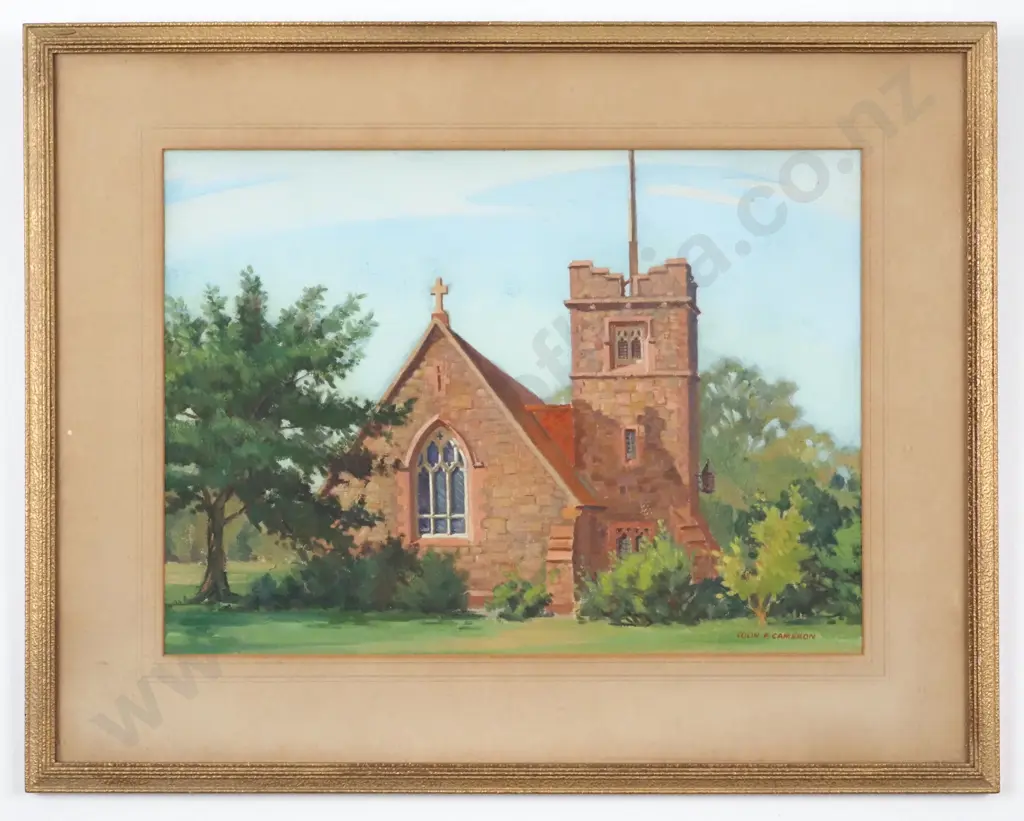 Colin F. Cameron. Old Stone Church. Tai Tapu. Oil On Board. Image 1++