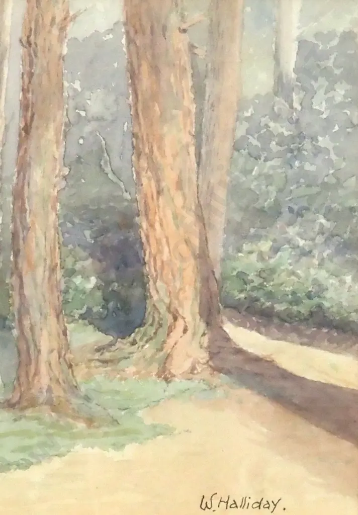 W. Halliday. Forest Scene. Watercolour. Image 1++