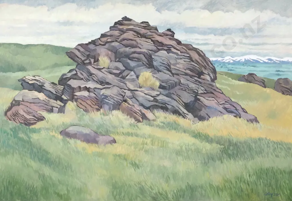 John Coley. On the Poolburn Range - Foliated Rock. Oil on Canvas. Image 1++