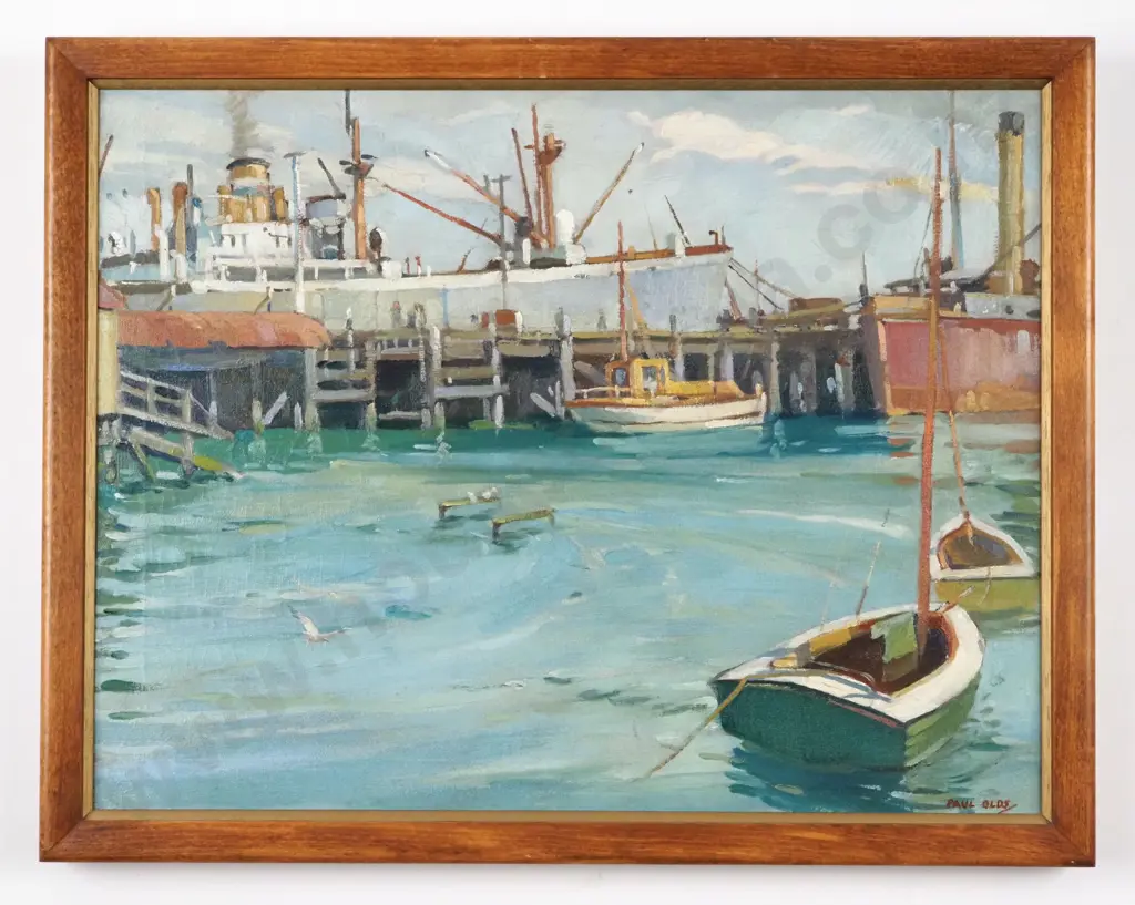 Paul Olds. Timaru Harbour.  Oil on Canvas. Image 1++