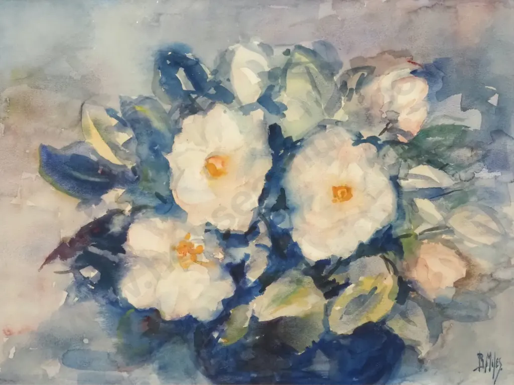 B. Miles, Still Life - Flowers. Watercolour. Image 1++