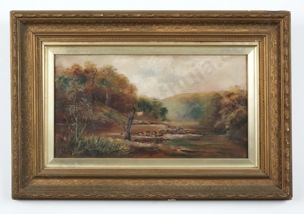 K. (Possibly). C. Evans 1891. River Landscape. Oil on Canvas. Image 1++