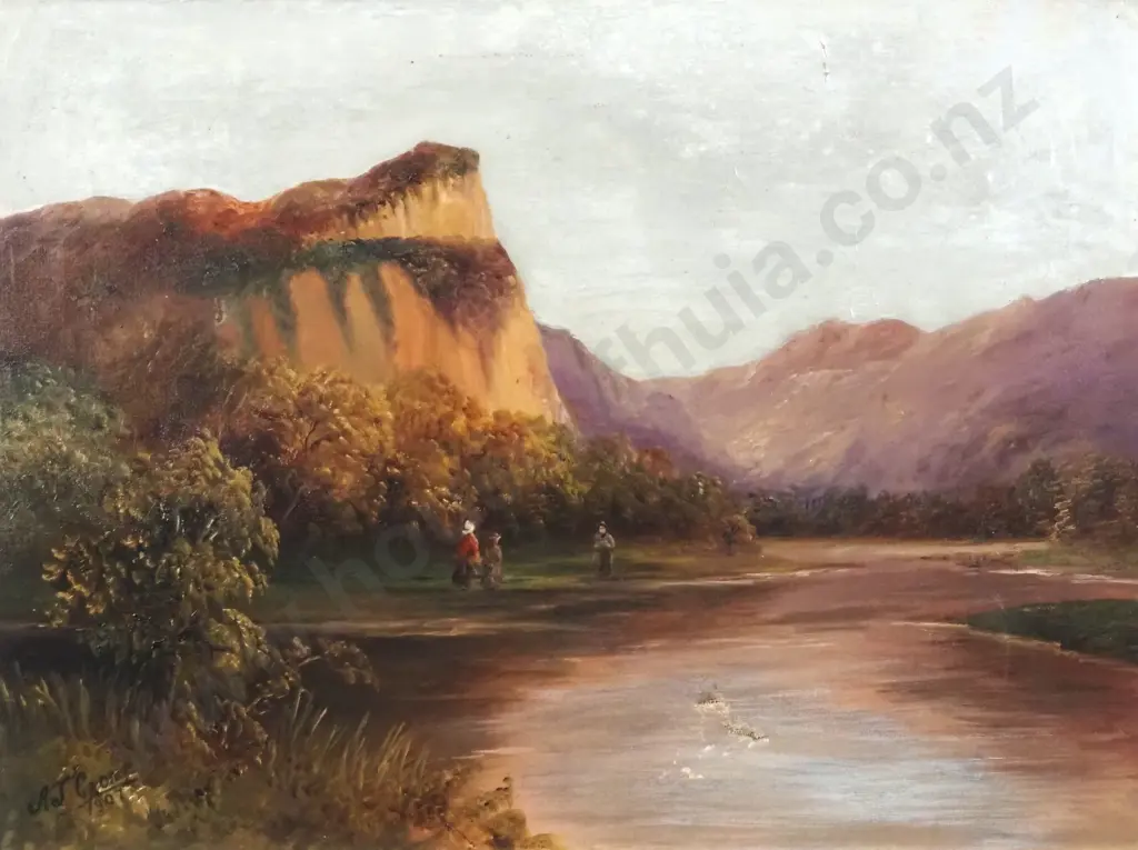 A.J. Crome. 1907. Landscape - River Scene. Oil on Canvas. Image 1++