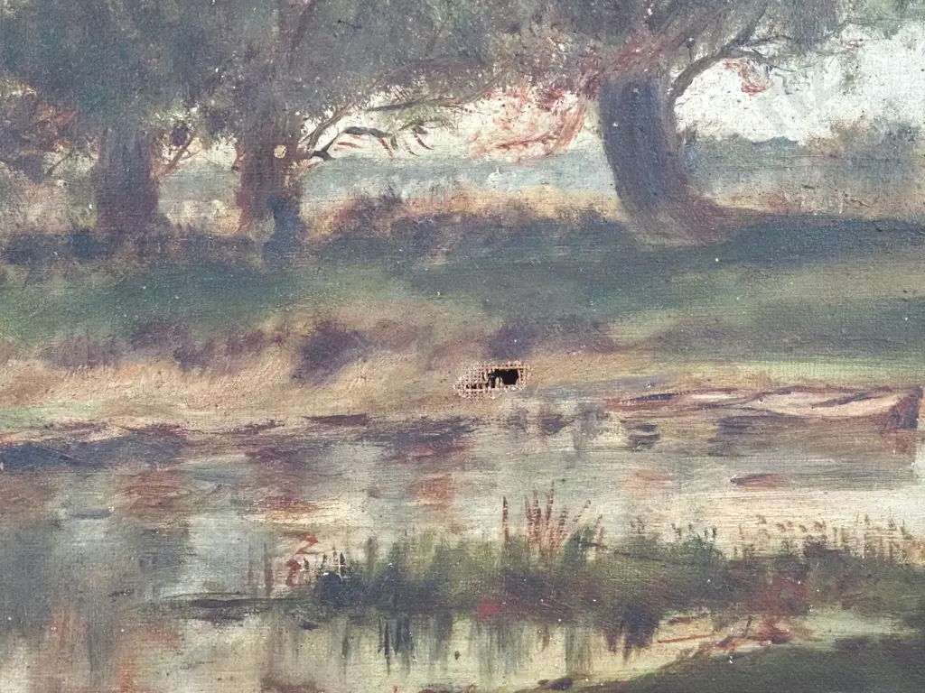 Possibly Anna Steve. Rural Landscape Oil on Canvas. A/F Image 1++