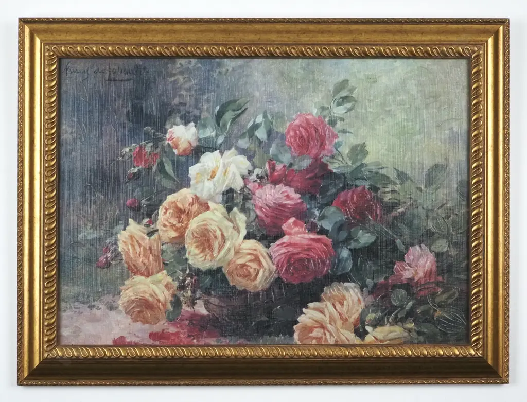 Albert-Tibulle Furcy de Lavault. Roses revisited. Embossed Print on Canvas. Image 1++