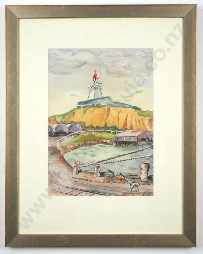 Barbara Blakemore Fowler. 1959. Landscape w Lighthouse. Watercolour. Image 1++